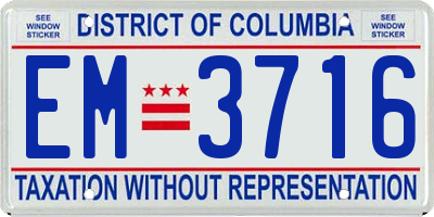 DC license plate EM3716