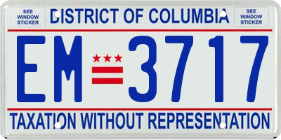 DC license plate EM3717