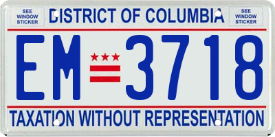 DC license plate EM3718