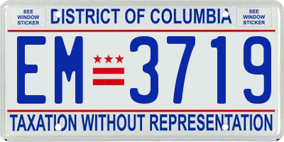 DC license plate EM3719
