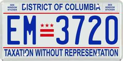 DC license plate EM3720