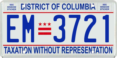 DC license plate EM3721