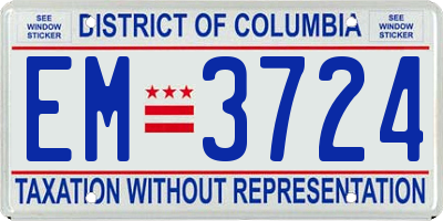 DC license plate EM3724