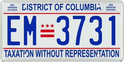 DC license plate EM3731