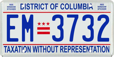 DC license plate EM3732