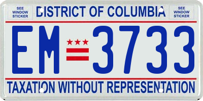 DC license plate EM3733