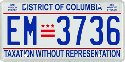 DC license plate EM3736