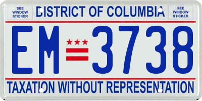 DC license plate EM3738