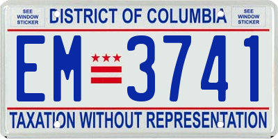 DC license plate EM3741