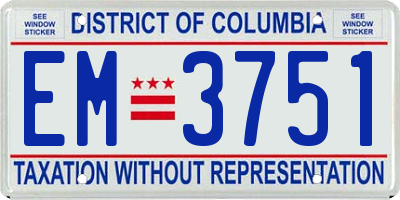 DC license plate EM3751