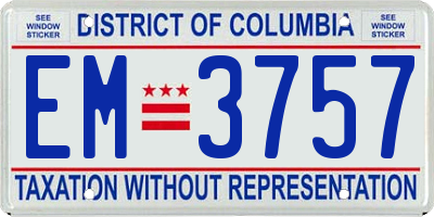 DC license plate EM3757