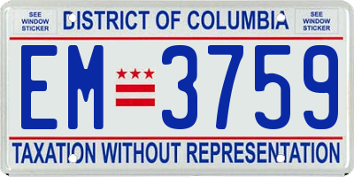 DC license plate EM3759