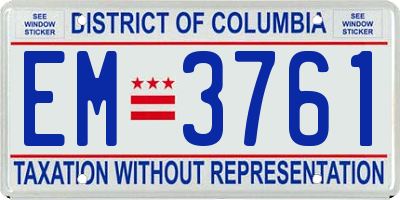 DC license plate EM3761
