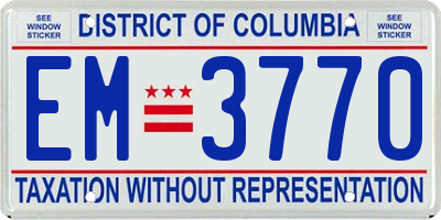 DC license plate EM3770