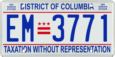 DC license plate EM3771