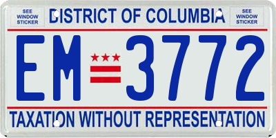 DC license plate EM3772