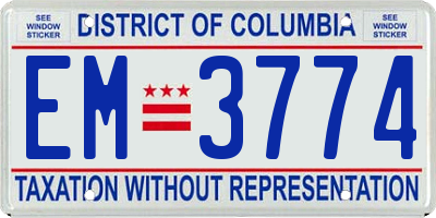 DC license plate EM3774