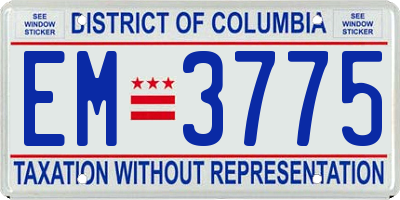 DC license plate EM3775