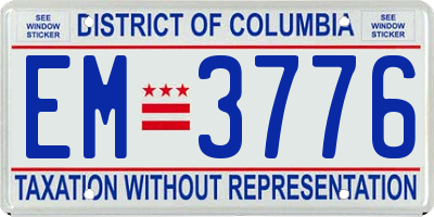 DC license plate EM3776