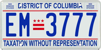 DC license plate EM3777