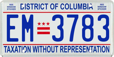 DC license plate EM3783
