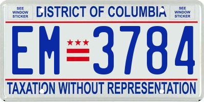 DC license plate EM3784