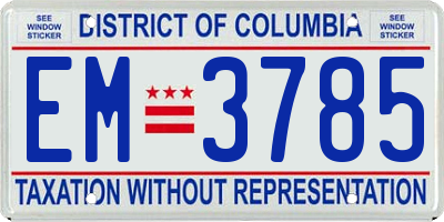 DC license plate EM3785