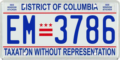 DC license plate EM3786