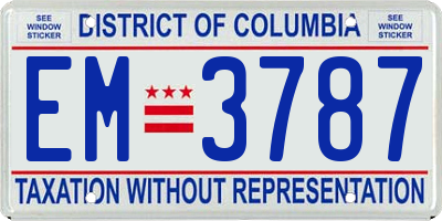 DC license plate EM3787