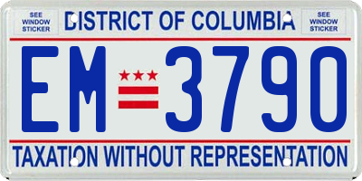 DC license plate EM3790