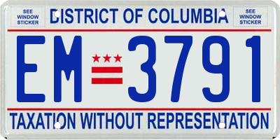 DC license plate EM3791