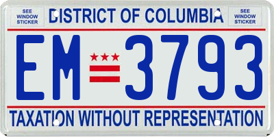 DC license plate EM3793