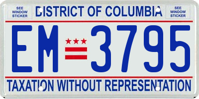 DC license plate EM3795
