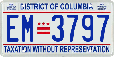DC license plate EM3797