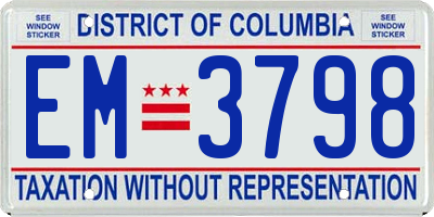DC license plate EM3798
