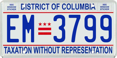 DC license plate EM3799