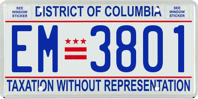 DC license plate EM3801