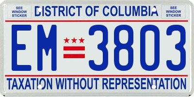 DC license plate EM3803