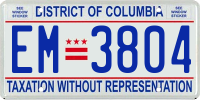 DC license plate EM3804