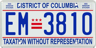 DC license plate EM3810