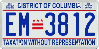 DC license plate EM3812
