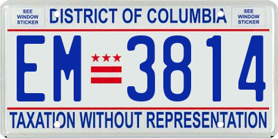 DC license plate EM3814