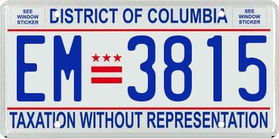 DC license plate EM3815