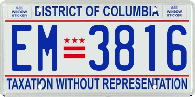 DC license plate EM3816