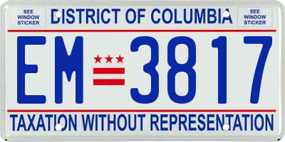 DC license plate EM3817