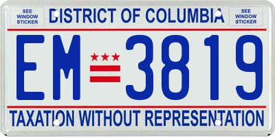 DC license plate EM3819
