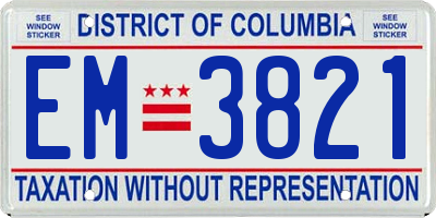 DC license plate EM3821