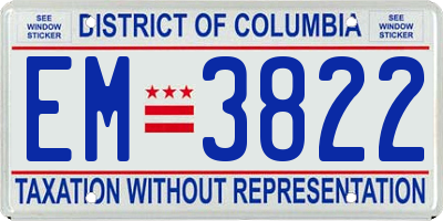 DC license plate EM3822
