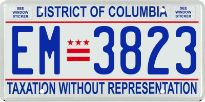 DC license plate EM3823