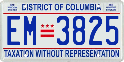 DC license plate EM3825